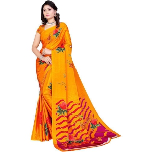 LEELAVATI - Yellow Crepe Saree With Blouse Piece ( Pack of 1 ) - Yellow