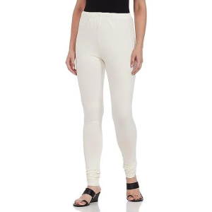 Off White Cotton Blend Churidar Leggings For Women-4XL / Off White