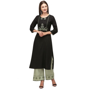 SHOPPING QUEEN Women's Embroidered Rayon Kurta and Palazzo Set