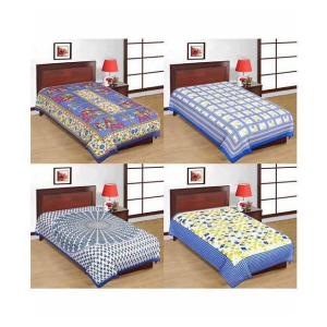 Uniqchoice Cotton 4 Single Bedsheets ( 225 cm x 150 cm )