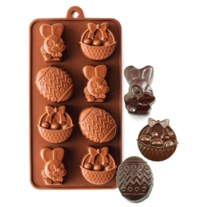 Skytail 8 Cavities/Slot Silicone Easter Egg, Bunny and Gifting Basket Chocolate Mould