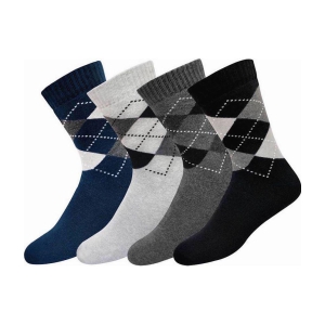 hicode Blended Mens Printed Multicolor Full Length Socks ( Pack of 4 ) - Multicolor