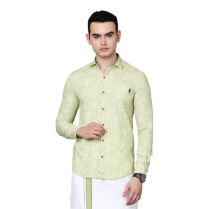 Kalyan Silks Cotton Shirt with Light Green Printed by JustmyType