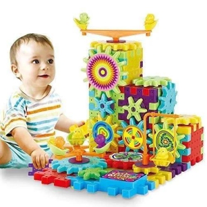 Battery Operated 81pcs Rotating Building Blocks with Gears for STEM Learning-Free Size