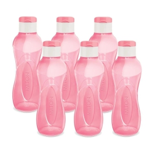 Milton I Go Flip Plastic Water Bottle Set of 6, 750 ml Each, Pink | Sports | Gym | Home | Kitchen | Travel Bottle | Hiking | Treking | Reusable - Pink