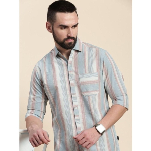 Dillinger 100% Cotton Regular Fit Striped Full Sleeves Mens Casual Shirt - Blue ( Pack of 1 ) - None