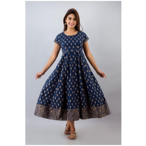 SVARCHI - Blue Cotton Blend Women's Anarkali Kurti ( Pack of 1 ) - M