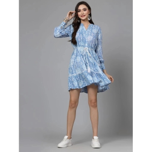 Stylum Rayon Printed Above Knee Womens Fit & Flare Dress - Blue ( Pack of 1 ) - None