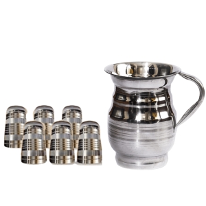 SHINI LIFESTYLE Stainless Steel Jug and Glass combo, Water Jug, Steel glass set 7pc