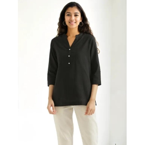 Chic Jet Black Linen Kurta – A Versatile Wardrobe Essential-S