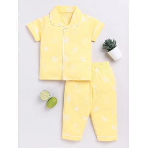 Lemon Print Yellow Half Sleeve Night Suit-4-5 y