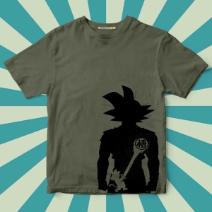 Goku Side Print-S / Olive Green