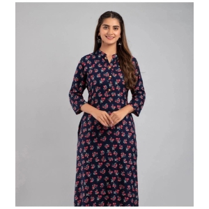 MAUKA - Blue Rayon Womens Straight Kurti ( Pack of 1 ) - None