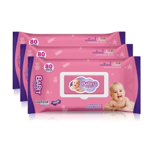 Babit Baby Care Babit Baby Care Wet Wipes with Aloevera Extract Pack of 3 (80 pcs Each )