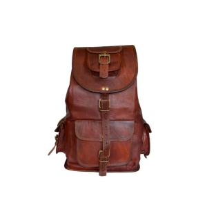 Ganpati Enterprise Handcrafted Leather  Brown Backpack for Men