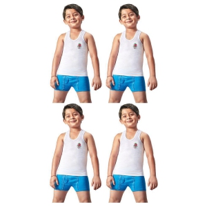 Dixcy Josh Fine Cotton White Sleeveless Vests for Kids/Boys - Pack of 4 - None