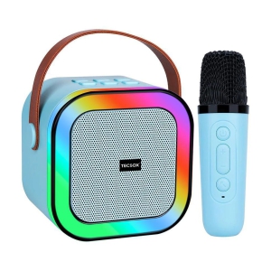 Tecsox Karaoke Speaker 6 W Bluetooth Speaker Bluetooth v5.0 with USB,SD card Slot,Aux,3D Bass Playback Time 3 hrs Blue - Blue