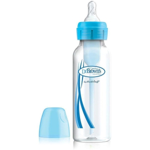 Dr. Brown''s Narrow Neck Options Blue Feeding Bottle (250 Ml, Pack of 1, Blue/White)