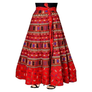 Rangun Cotton A-Line Skirt - Red - 29-32