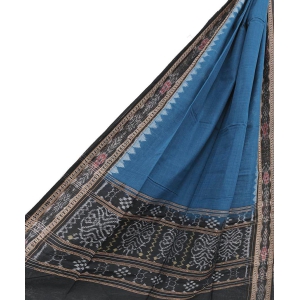 Blue Black Sambalpuri Handwoven Single Ikat Cotton Dupatta