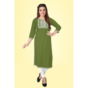 Kapadia - Green Rayon Womens Straight Kurti ( Pack of 1 ) - None