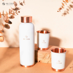 Matte Copper Bottle with a set of 2 Glasses