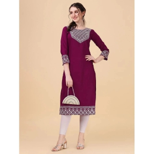 Vrunda Fashion - Wine Rayon Womens Straight Kurti ( Pack of 1 ) - None