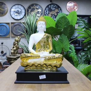 euroxo-white-golden-buddha-idol-in-dhyan-mudra