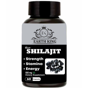 EARTH KING Raw Shilajit/Shilajeet Extract Capsule - 500mg 60 Capsules (Pack of 1)