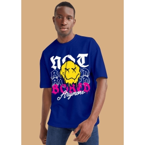 Not Bored Anymore Printed Blue Oversized T-Shirt By Offmint-XXL / Blue