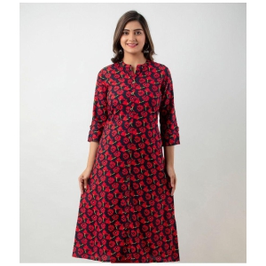 MAUKA - Red Rayon Womens A-line Kurti ( Pack of 1 ) - None