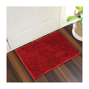 Abhikram Red Single Anti-skid Door Mat - ( 60 X 40 cm ) - Red