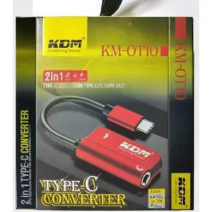 KDM 2IN1 AUDIO+CHARGER TYPE C TO TYPE C+3.5MM JACK WIRED TB-OT10 GAMING ADAPTER