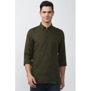 Men Green Slim Fit Solid Full Sleeves Casual Shirt