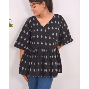 Julie Handwoven Wardrobe Essentials Women cotton Ikkat Peplum Top