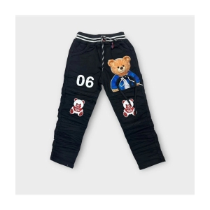 ICONIC ME- Kids Trendy Teddy Bear Black Cotton Jeans - None