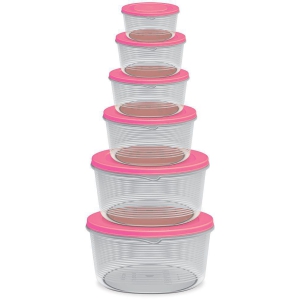 Milton Store It Plastic Container Set of 6, Pink - Pink