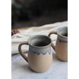 Brown & Blue Drip Coffee Mug - Tall-Set of four