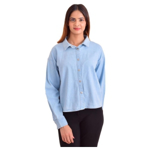 nuevosdamas-blue-denim-womens-shirt-style-top-pack-of-1-xl