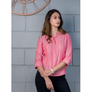 Pink Lurex Hidden Placket Shirt-M