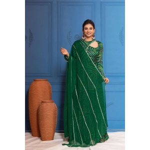 Avocado Green Floral Sharara Set With Dupatta-S / Green