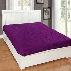 Homespun Quilted Triple Layered 100% Waterproof, Dustproof and Cooling Microfiber Infused King Size Double Bed Mattress Protector, Purple Color, 72x78 inches