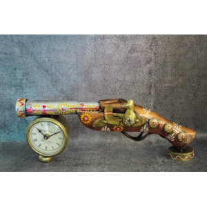 Handcrafted Metal Gun Shaped Table Clock