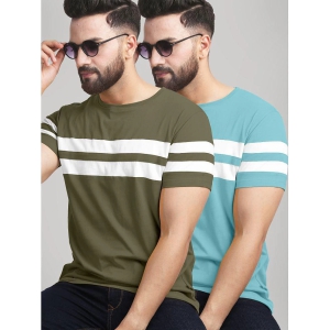 AUSK - Green Cotton Blend Regular Fit Men's T-Shirt ( Pack of 2 ) - None