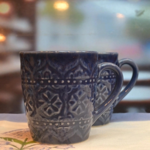 Moroccan Ceramic Coffee Mugs- Indigo