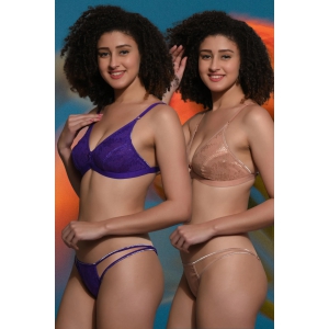 JOMFERRY 070 Lingeries Set Of 2 pcs | Non-Padded | For Womens and Girls | Beige , Blue-34