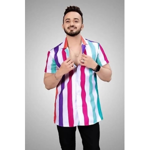 Fun full lycra lining shirt for men, Half sleeves and colourfull stripes-XL
