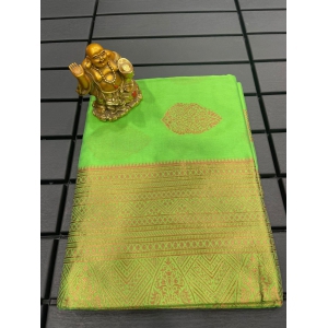 J J ENTERPRISES Pure Silk Banarasi Saree For Women With Unstiched Blouse Piece. - Green - Green