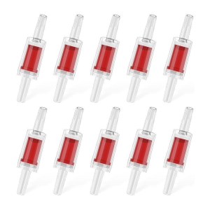 Happy Fins Red Clear Plastic One Way Non-Return Check Valve | Pack Of 10 - Plastic Toy - Red