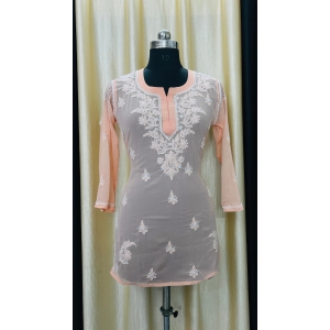 Short Top & Dupatta sets-Peach / 44